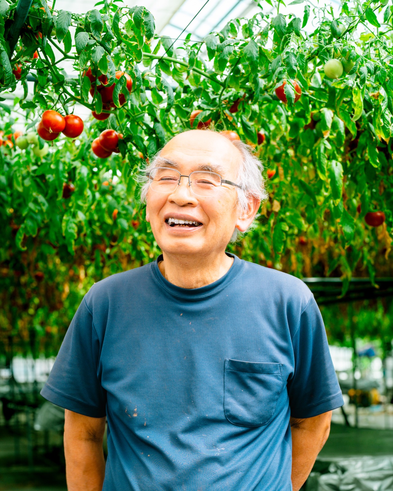 トマト農家の笑顔のポートレート